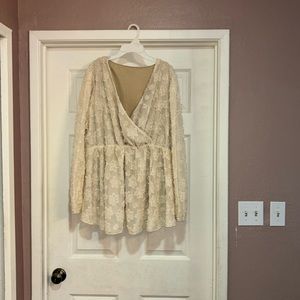 SHEIN wrap front babydoll eyelash top